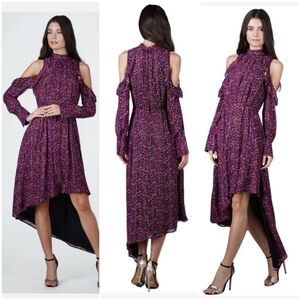 Adelyn Rae Eliza Printed Cold Shoulder Asymmetrical Hem Dress Size M